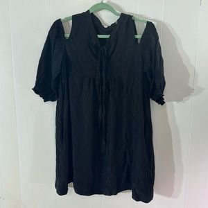 Margaret O’Leary black cold shoulder mini dress